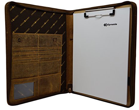 Greenburry Vintage Manager Schreibmappe Leder A4, Braun + Block & Klemme