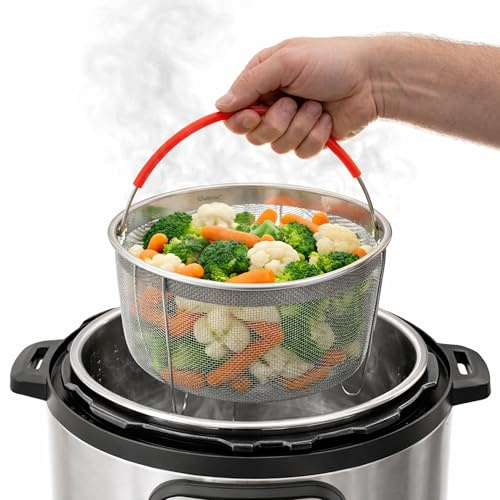 Original Salbree Steamer Basket for 3 qt quart Instant Pot Accessories, Stainless Steel Strainer and Insert fits IP Insta Pots, Instapot, Other Pressure Cookers, with Silicone Handle [6qt 8qt avail]