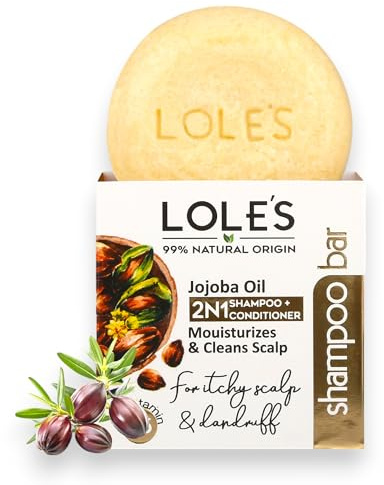 LOLE'S Shampoo Bar and Conditioner 2in1 with Jojoba Oil for Itchy Scalp & Dandruff, Moisturizes & Cleans Scalp, Travel Shampoo, Silicone Free, 3.5Oz