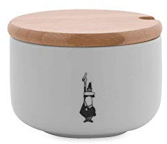 Bialetti Y0TZ102 Zuccheriera (con Coperchio Bamboo), Porcellana