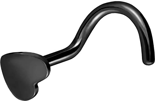 PIERCINGLINE Chirurgenstahl Nasenpiercing Spirale | Herz | Piercing Nase Stecker | Farbauswahl