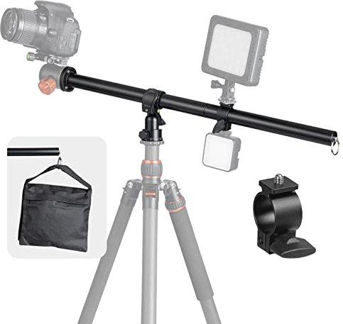 TARION Kamera Stativ mit Transversal Mittelsäule, Aluminium Fotostativ Reisestativ mit 360° Kugelkopf, Schnellwechselplatte und Stativtasche, Umbau in Einbeinstativ (Kameraauslegearm)