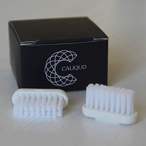 CALIQUO Recharge Brosse à Dent, Ensemble de Têtes de Rechange, Compatible avec Toutes les Brosses à Dents, Blanche Souple, Poils Medium, 2 Unités