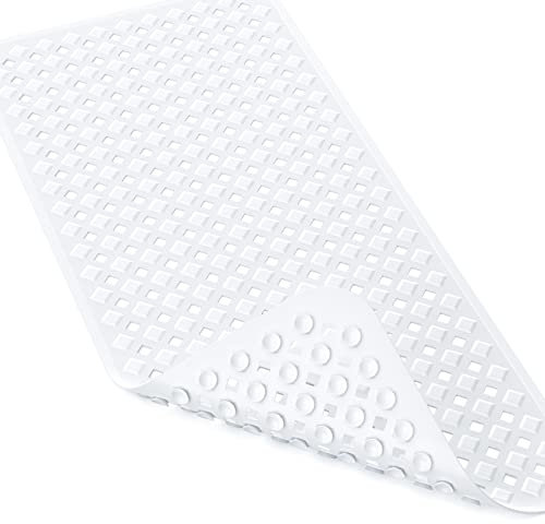 XIYUNTE Badewannenmatte Rutschfest Duschmatte Badematte Badewanne Schimmelresistente Badewanneneinlage für Kinder Baby, 88x40cm, BPA Frei Antirutschmatte mit Ablauflöchern, Maschinenwaschbar, Weiß