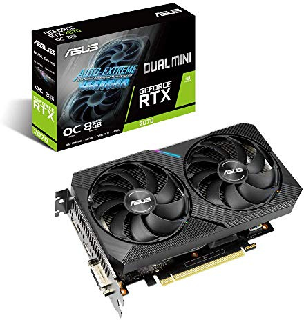 ASUS Dual NVIDIA GeForce RTX 2070 MINI OC Edition Carte Graphique Gaming (8GB GDDR6, PCIe 3.0, Auto-Extreme, Axial fan, 0dB, 2 slot)