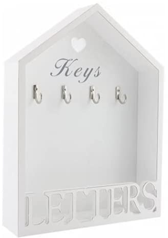 Marco Paul Vintage Style Briefständer & 4 Schlüsselhalter Haken Aufbewahrung Shabby Chic Wandmontage Home Decor Flur Wohnzimmer Büro