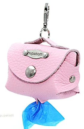 PUPAKIOTTI Basic Tasche | Hundetaschen aus echtem Leder | Kotbeutelspender | Umweltfreundliche Beuteltasche (Babypink)