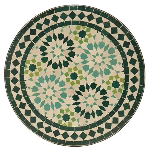 Casa Moro Mosaiksidobord Ø 45 cm ankabut turkos med järnram, höjd 50 cm, konsthantverk av Marrakech Medelhavet, trädgårdsbord, tebord, kaffebord, balkongbord | MT2996