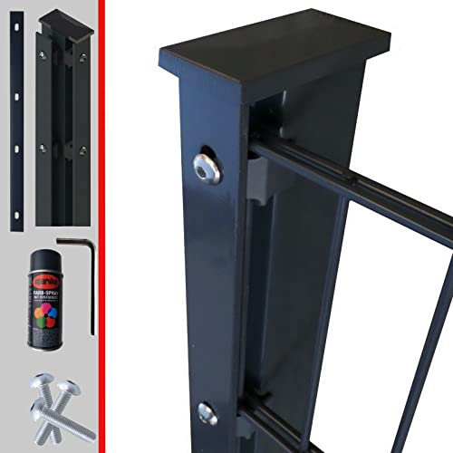 Doppelstabmattenzaun Komplettset 6/5/6mm in Anthrazit RAL7016 – Stabmattenzaun Gartenzaun - Pfosten mit Abdeckleiste und Zubehör Zaunhöhe: 1430 mm, Länge: 25 m | inkl 4 Eckpfosten
