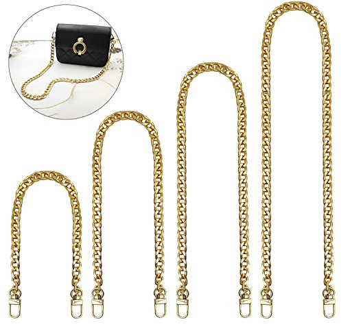 Hossom Taschenkette, 4 Stück, Metall Kette Trageriemen, Gold, 30/60/100/120 cm, für Handtasche Geldbörse Clutch Abendtasche