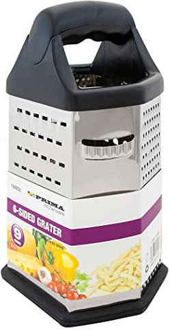 NEW 9 Stainless Steel Grater Handle Cheese Vegetables Kitchen Utensil 6 Sided | for Fruit, Vegetable, Carrot, Cheese | Strong Quality Durable Long Lasting