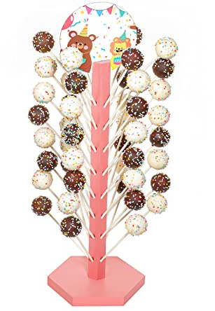 webake Cake Pop Ständer Holz Cakepopständer Lollipop Halter 48 Löcher Lutscherhalter Lutscher Ständer für Dessert Tisch, Hochzeit, Geburtstag, Baby Shower Party Deko