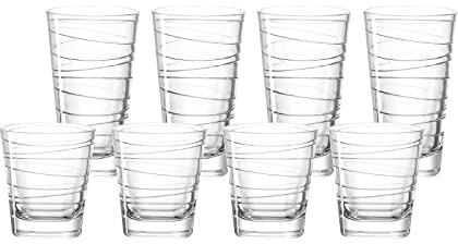 Leonardo Becherset Vario Struttura, 8-teilige Trinkgläser-Set, spülmaschinengeeignete Glas-Becher mit Muster, 4 Saftgläser 280 ml / 4 Wassergläser 250 ml
