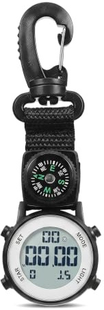 Mikikit Digital Pocket Watch, Clip On Watch Quartz Portable Hanging Buckle Backpack Fob for Climbing Hiking Outdoor Sports
