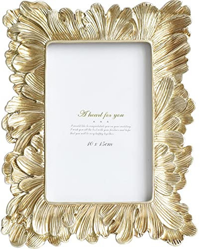 NatureMan Vintage Picture Frame 4x6 Golden feather Antique Photo Frame for Desktop Display and Wall Mount Home Decor