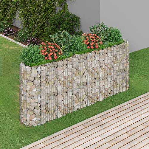 MOONAIRY Gabionen-Hochbeet, Kräuterspirale, Hochbeet Im Garten, Pflanzkübel, Pflanzsteine, Verzinktes Eisen 260x50x100 cm