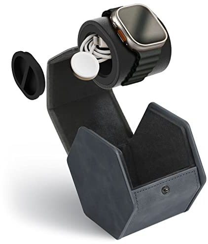CASE ELEGANCE Étui de protection de voyage à rouleau de montre à 1 fente – Organiseur de montres de qualité supérieure, en cuir végétalien, coussin réglable qui s'adapte à n'importe quelle montre,