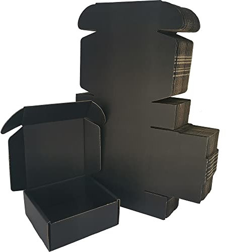 Rnisda 25 kleine Versandkartons, 12,7 x 12,7 x 5,1 cm, schwarze Wellpappe, Versandtaschen für kleine Unternehmen (BK552-25)