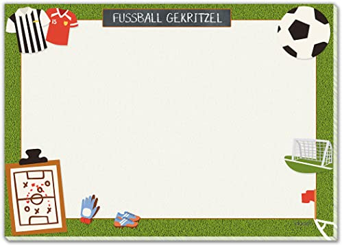 blaash® Fußball Schreibtischunterlage aus Papier DIN A3 für Kinder | 25 Blatt | Schreibunterlage mit viel Platz für Notizen | Unterlage Schreibtisch Kinder | A3