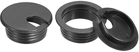 sourcing map Cable Hole Cover, 2Pcs 38mm/1-1/2inch ABS Desk Cable Wire Cord Grommet Hole Cover for Office Computer Desk Wire Organizer, Black