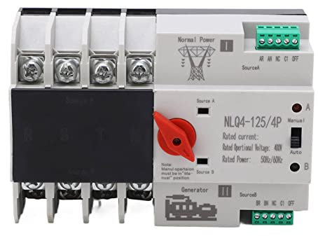 Interruptor de Transferencia Automática, AC 400V 4P 63A ATS PC Doble Potencia Interruptor De Palanca De Cambio Emergencia Para Electricidad Municipal, UPS, Inversor, Solar Energía Municipal, Generador