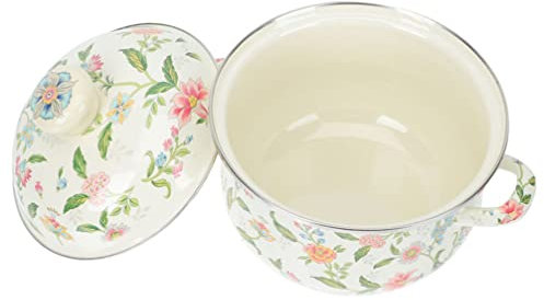 Uonlytech Vintage Emaille Kochtopf Mit Zwei Griffen Suppentopf Für Induktionskochfeld Und Gasherd Hitzebeständig Ergonomisches Design Zum Kochen Und Servieren Von Suppen Und Eintöpfen