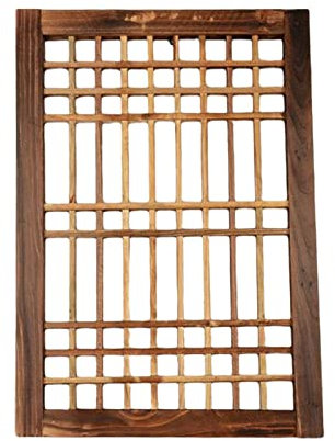 rockible Wooden Lattice Window Frame for Window, Wall Pediment for Entrance, Living Room Easy to Hang Simple Old Style Vintage Light, 52cmx36cm