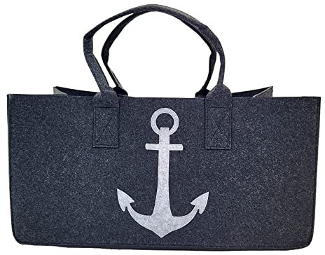 BUSDUGA 4282 Sac en feutre pour bois de chauffage « Ancre » Gris 50 x 25 cm