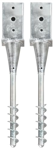 vidaXL 2x Picas de Tierra Punta Lanza Estaca Clavijas de Suelo Jardín Terraza Patio Parque Aire Libre Acero Galvanizado Plateado 8x8x57 cm