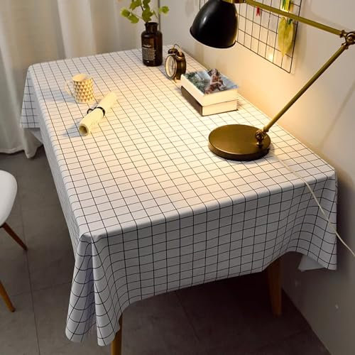 XQSSB Tischdecke Tischwäsche PVC Anti Eisen Lotuseffekt Tischtücher mit Zarten Pastelltönen Weiß 90 × 150cm