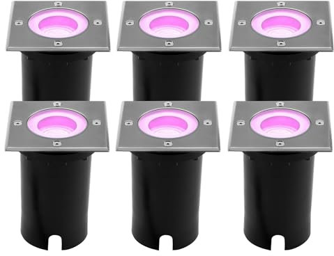 Ledvion - 6X SMART LED Einbauleuchten Quadrat, RGBWW, IP67, 1m Kabel, Außenbeleuchtung, Terrassenbeleuchtung