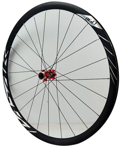 ZECHAO 700C Rennrad-Vorderräder, Scheibenbremse, 120 Geräusche, sechs Krallen, 700C*23C-45C, 4 Lager, Schnellspanner, doppelwandiges Rad (Color : Red, Size : 700c)