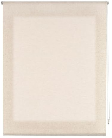 INTERBLIND | Transparentes Rollo mit Leinenstruktur, Größe 120 x 200 cm (B x H) - Rollo Beige, Stoffgröße 117 x 195 cm - Leinenrollo