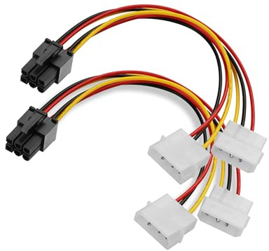 YAODHAOD Lot de 2 câbles d'alimentation Molex vers PCI-E 6 broches, câble adaptateur d'alimentation Molex LP4, pour disque dur d'alimentation, SSD, DVD RW, disque dur – Plusieurs extrémités, y compris