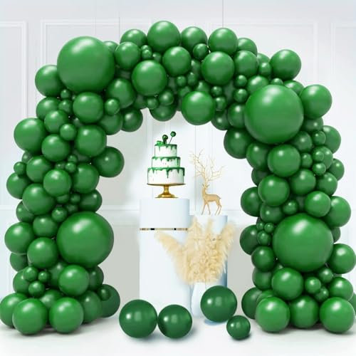 Luftballons Grün, 130 Stück Grüne Ballon Girlande, 18 12 10 5 Zoll Latex Helium Girlande Dunkelgrüne für Geburtstag Hochzeit Babyparty Dschungel Safari Party Dekoration