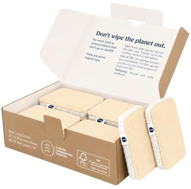 SEEP Öko-Schwämme zum Abwaschen, 12er-Pack, kompostierbarer Küchenschwamm, Reinigungsschwämme aus Luffaschwamm, Topfreiniger