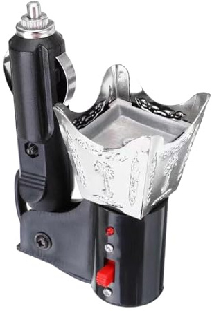 perfk Elektrischer Weihrauchbrenner fürs Auto, Bakhoor-Brenner, Geschenk-Dekoration, Autozubehör, arabischer Weihrauchbrenner, Weihrauchhalter fürs Fahrzeug, Silber