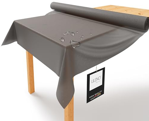 LILENO HOME Bordsdukrulle 1,10 x 25 m – bordsduk brungrå av fleece – tygliknande, tvättbar bordsduk som rulle, metervara bordsduksrulle – engångsbruk, pappersduk, rulle, alternativ