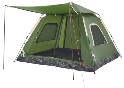 Gecheer Campingzelt 5 Personen Wurfzelt Kuppelzelt Trekkingzelt Outdoor Zelt Quick Release Verdunkelungsstoff Grün