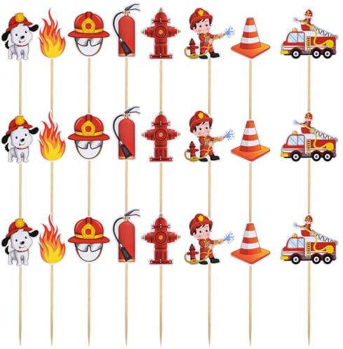 32 delar brandkårta dekorationer, brandkårta toppers | Brandbil tårta ornament, brandkår födelsedagsdekoration för födelsedagsfest