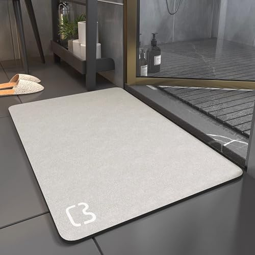 Aeovot Tapis Antidérapant de Bain Diatomite, Caillebotis Douche, Tapis de Bain Absorbant Sechage, Lavable en Machine pour Cuisines, Animaux Tapis Salles de Bains(Beige,50x80cm)