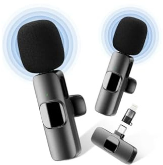 Microfono inalámbrico para iPhone / iOS/ Lightning/ Android USB-C. Grabar videos, iPad, Micrófono Lavalier Inalámbrico para Móvil Portátil instagram /YouTube/Transmisión en vivo/Tiktok/Entrevista.