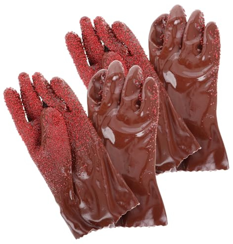 Amosfun 2 Pairs Pvc Plumber's Work Gloves with Waterproof Protection and Reusable Durability, Non-slip Snake Shape Gloves for Drainage Cleaning and Sewer Maintenance