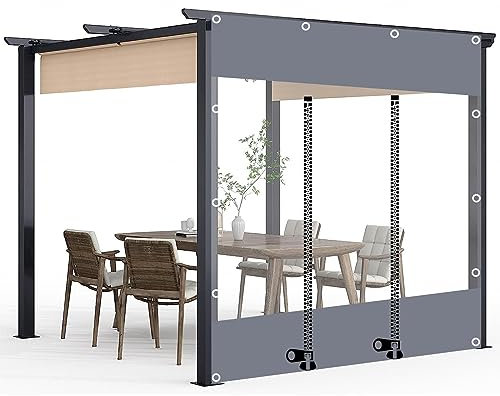 Pannelli laterali impermeabili per gazebo con tende da esterno in PVC trasparente, resistenti alle intemperie, per pergola, portico, patio, posto auto coperto, 3,6 x 2,3 m