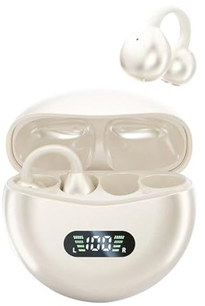 Casque ouvert Bluetooth 5.4 avec arceau à conduction d'os sans fil, conduction d'air, casque de sport avec clip auriculaire, écouteurs sans fil, écouteurs Bluetooth pour la course à pied, le cyclisme