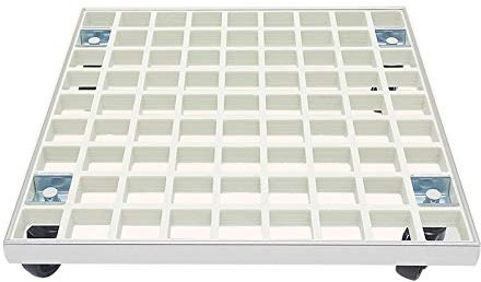 Chariot de pot de fleurs robuste en GFRP de 50 cm sur roulettes – Bac à fleurs durable pour intérieur/extérieur avec soucoupes – Grand déménagement carré pour un transport facile – Blanc