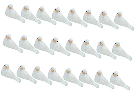 MAGICLULU 24 Künstliche Vogelmodelle aus Schaumstoff Weiße Streudeko mit Glitzeroptik Leicht und Fein Verarbeitet für Hochzeitsdekoration und Gartenbaum