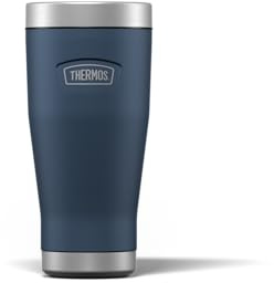 Thermos Icon Solent Navy Travel Coffee Tumbler (470ml) 7h Hot | 22h Cold | Adults stainless steel metal insulated leakproof reusable BPA-free thermal cup with lid for drinks, water, tea, gym, camping