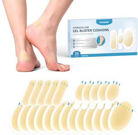 Sumiwish Pansements Ampoules - 25 pièces Pansement Hydrocolloïdes Pour une Cicatrisation Plus Rapide - Imperméables, Résistants et Faciles à Utiliser - Pour Les Orteils, Les Talons et Les Doigts