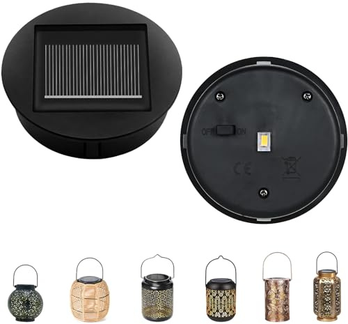 2 Stück Solarleuchten Ersatzteile 8cm, Solar Ersatzdeckel Solarleuchten Ersatz Top mit LED Leuchtmitteln Wasserdicht Solar Laterne Ersatz Solarmodul für Gartenleuchte (2pcs)
